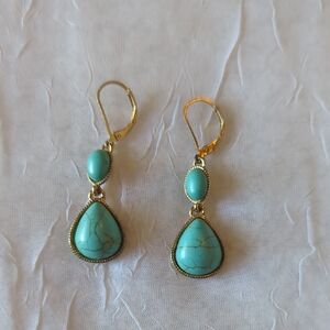 Elegant Turquoise and Gold Drop Earrings